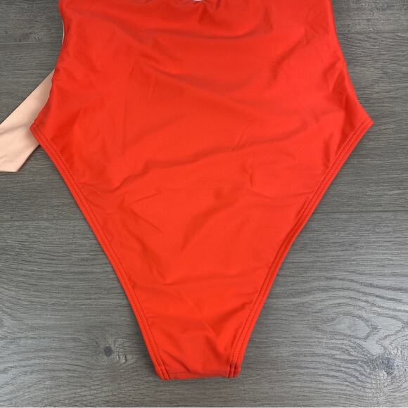 Cupshe Orange Colorblock One Piece Swimsuit Sz.S NWT - Picture 10 of 14